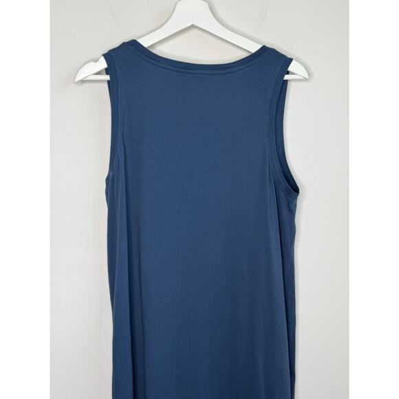 Pact Organic Cotton Sleeveless Scoop Neck Midi Tank Dress Blue Women's Large - Picture 7 of 10
